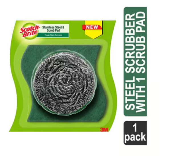 Scotch Brite Stainless Steel Scrubber with 1 Scrub Pad